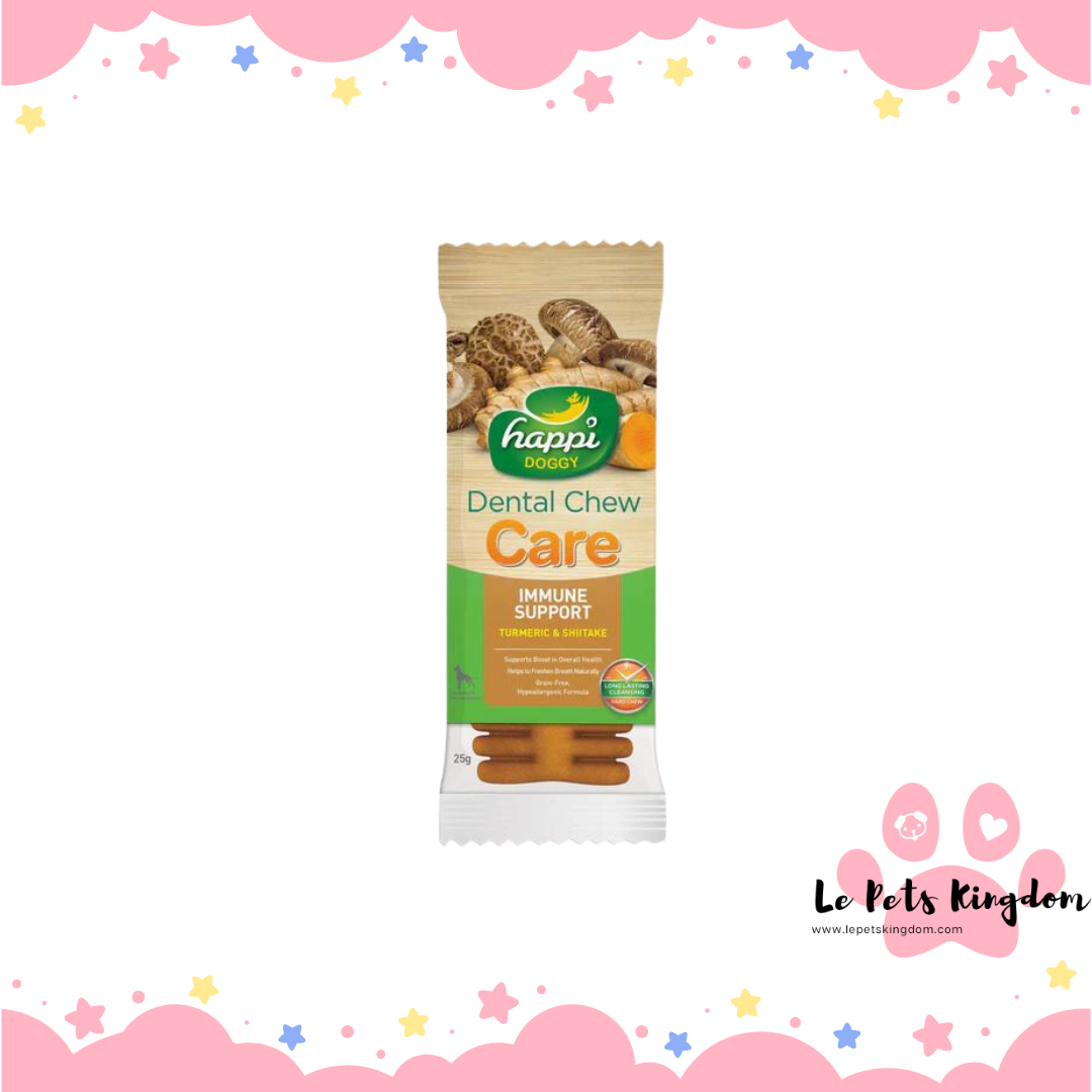 Happi Doggy Care Turmeric & Shiitake Immune Support Grain-Free Dental Dog Chews 4 Inch