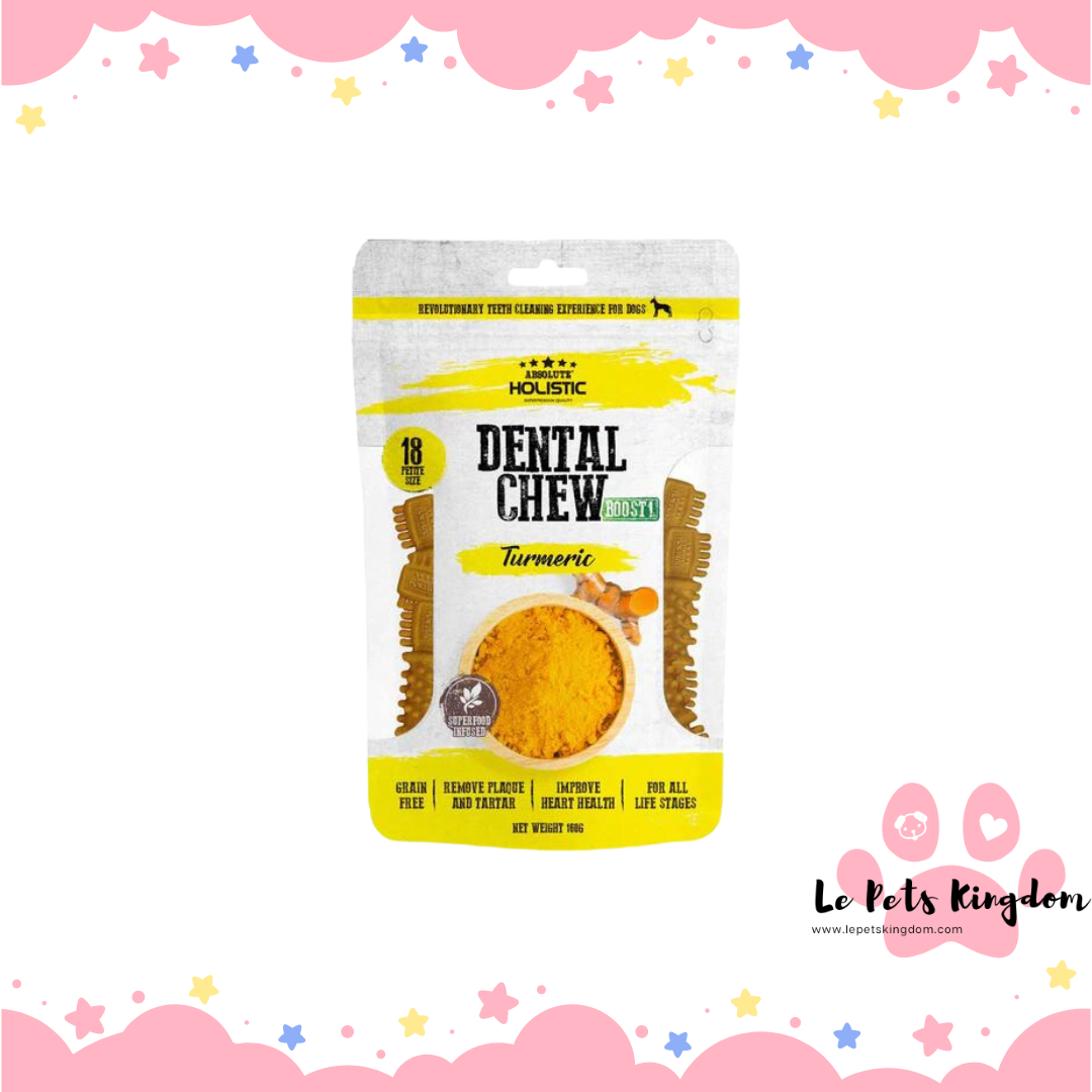 Absolute Holistic Boost! Turmeric Petite Grain-Free Dental Dog Chew Value Bag 160g