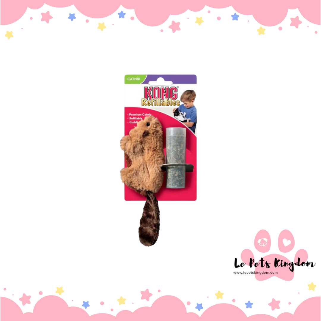 KONG Refillables Catnip Beaver Plush Cat Toy