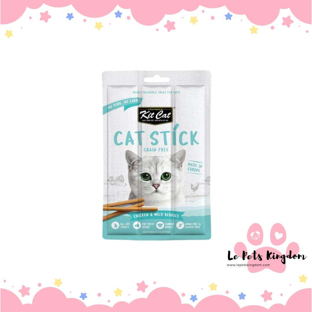 Kit Cat Cat Stick Chicken & Wild Berries Grain-Free Cat Treats 3pc