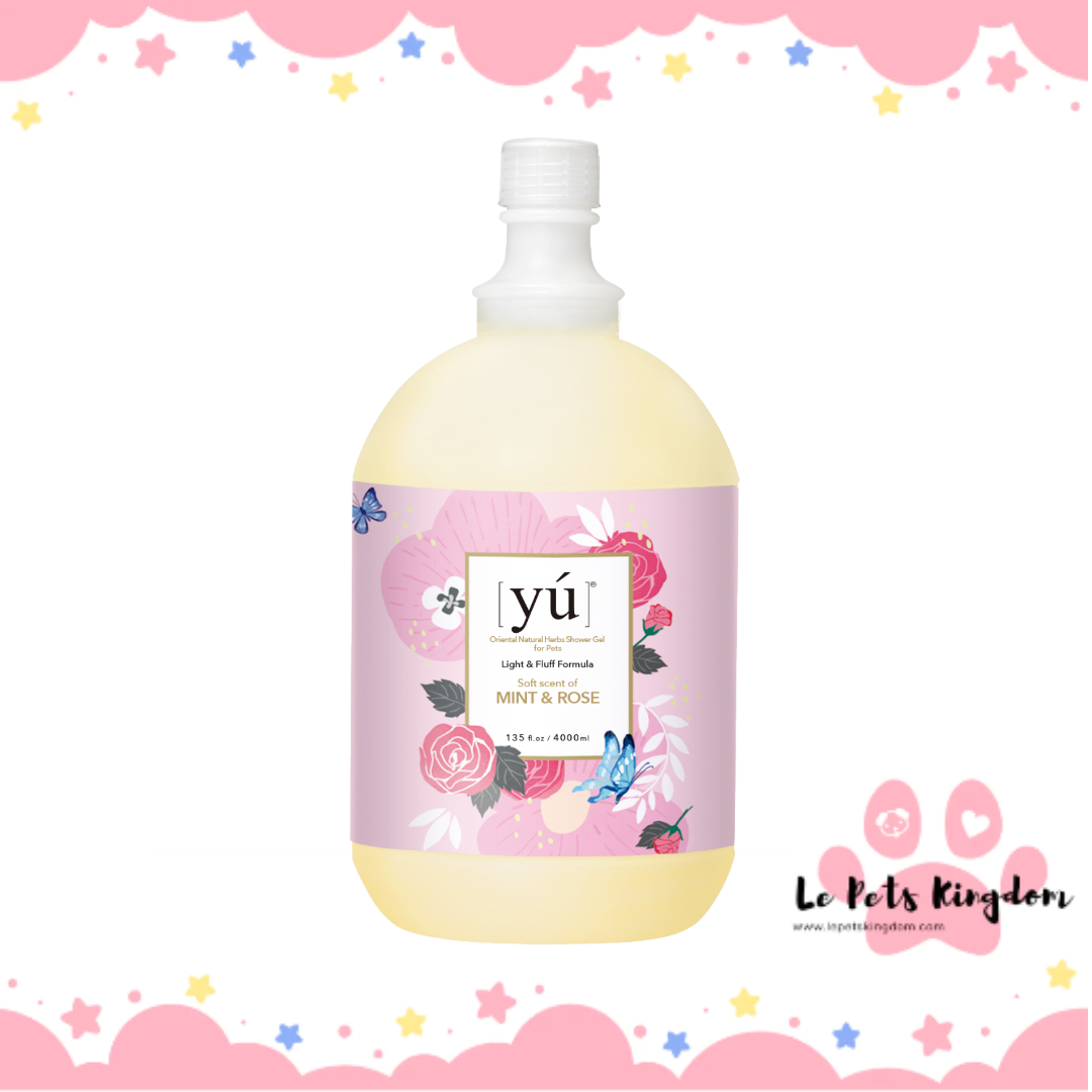 YU Light & Fluff Formula Oriental Natural Herbs Shower Gel for Cats & Dogs - Mint & Rose