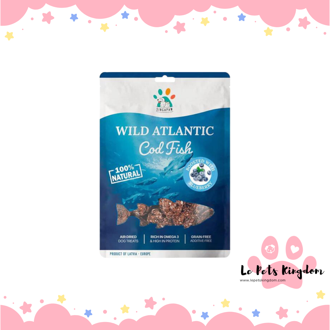 Sing-A-Paw Wild Atlantic Cod Fish With Blueberry Grain-Free Air-Dried Dog Treats 70g