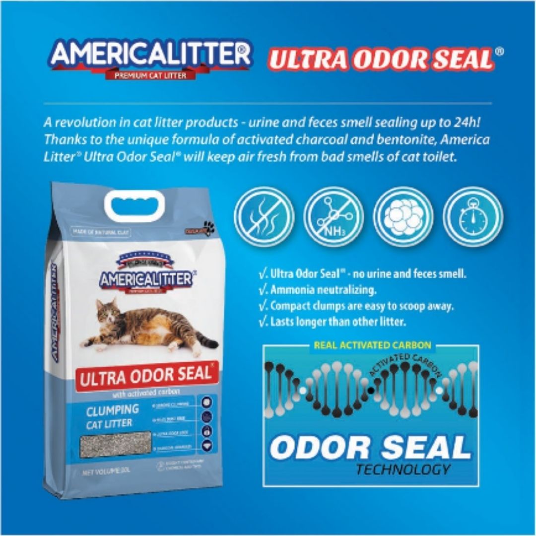 America Litter Ultra ODOUR SEAL Clumping Cat Litter 10L