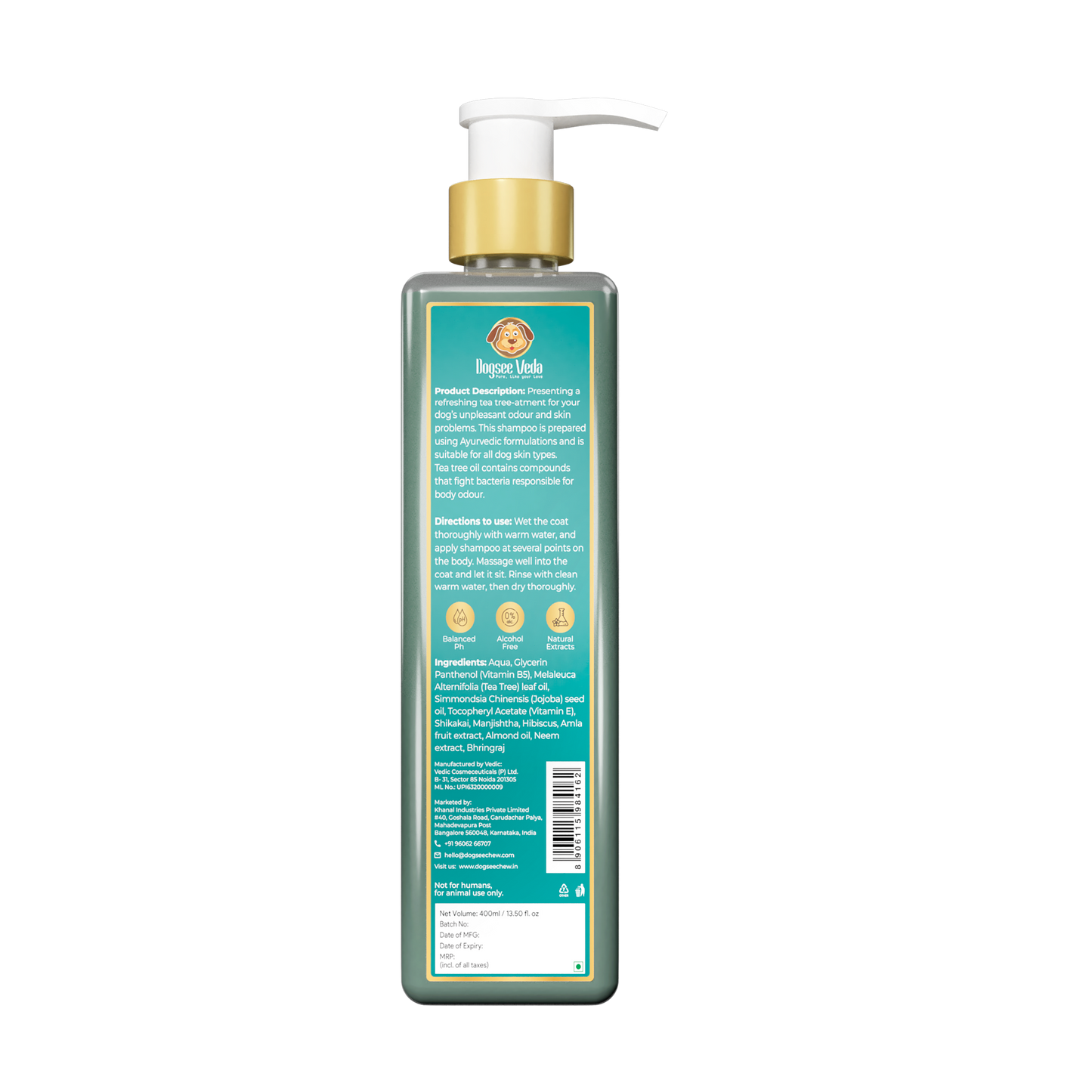 Dogsee Veda Tea Tree Odour Control Dog Shampoo 400ml