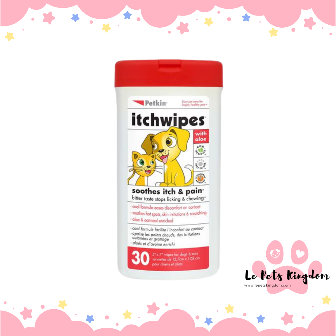 Petkin Itch Wipes For Cats & Dogs 30ct