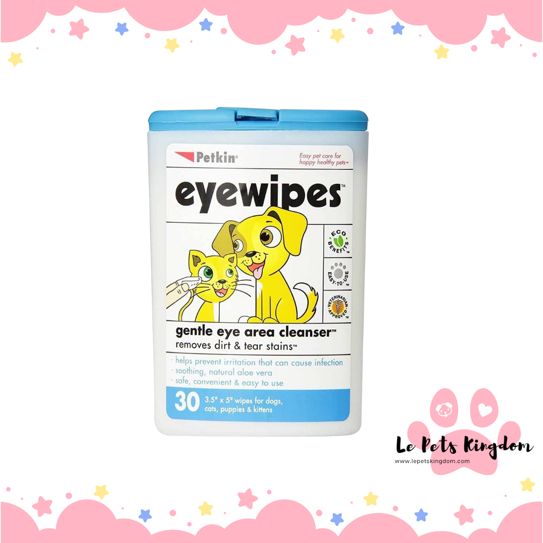 Petkin Tear Stain Eye Wipes For Cats & Dogs 30cts