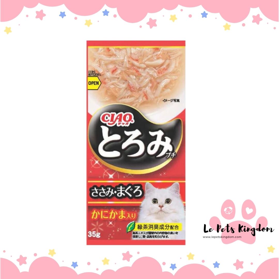 Ciao Toromi Line Grain-Free Pouch Wet Cat Treats 35g (Chicken Fillet, Tuna & Crab Stick )