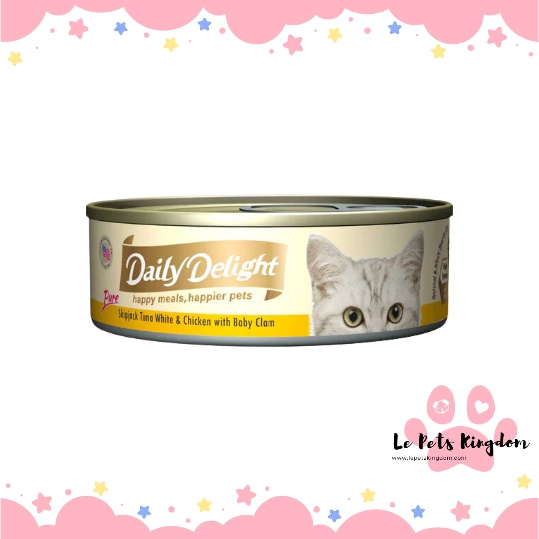 Daily Delight Pure Skipjack Tuna White & Chicken with Baby Clam Canned Cat Food 80g