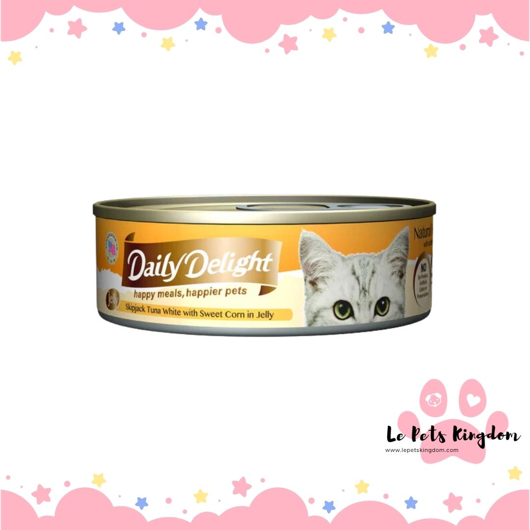 Daily Delight Skipjack Tuna White with Sweet Corn in Jelly Canned Cat Food 80g