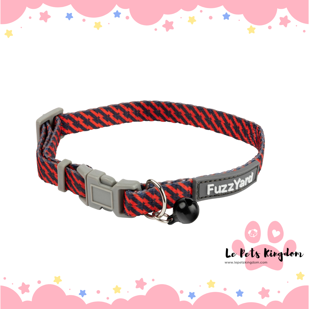 FuzzYard Cat Collar (Tabby Tooth Red/Navy)