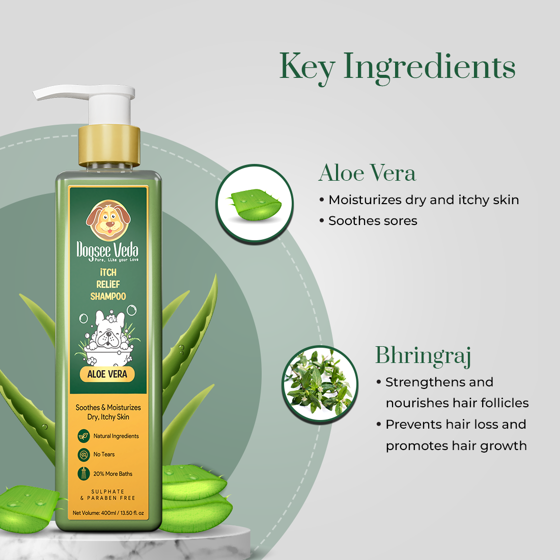 Dogsee Veda Aloe Vera Itch Relief Dog Shampoo 400ml