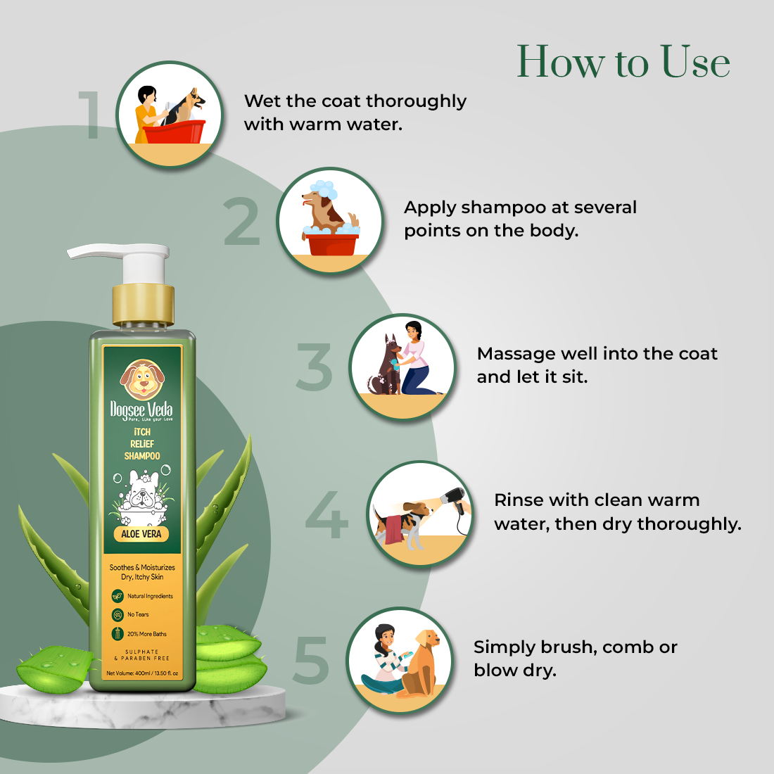Dogsee Veda Aloe Vera Itch Relief Dog Shampoo 400ml