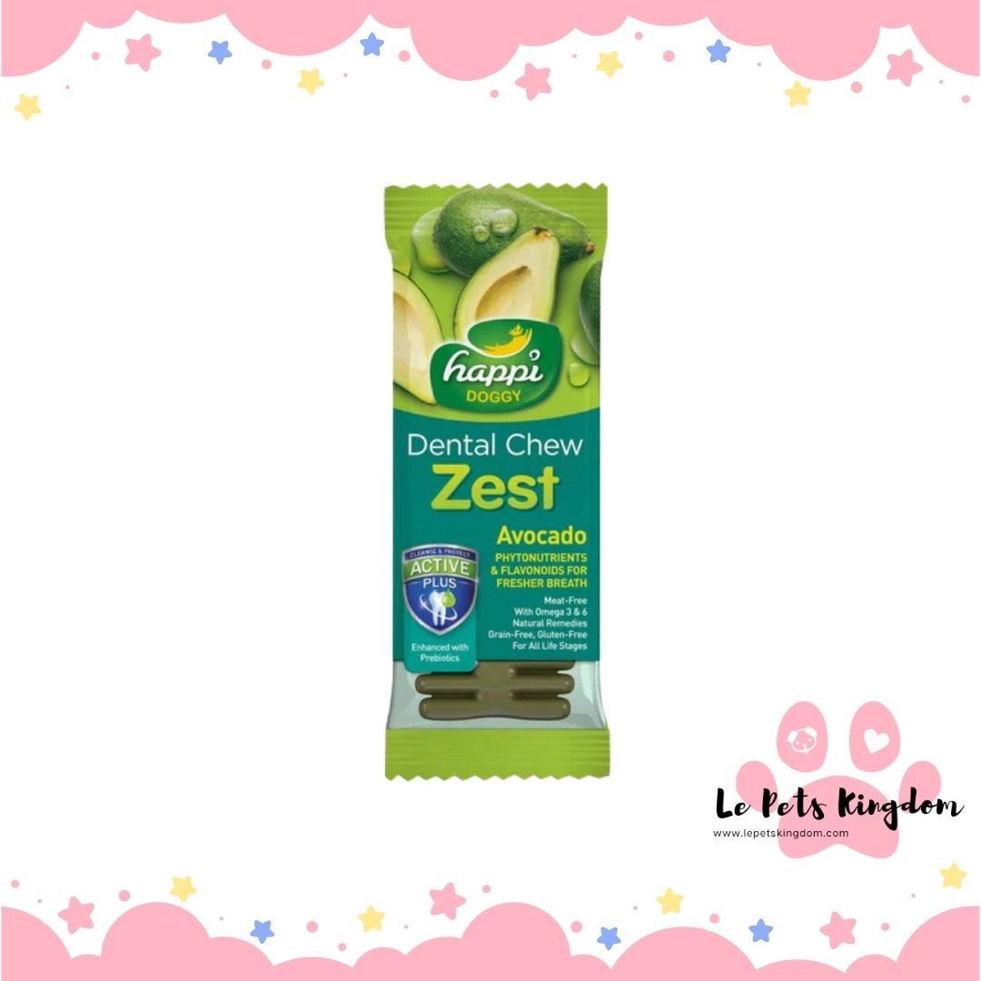 Happi Doggy Zest Avocado 4 Inch Dental Dog Chew