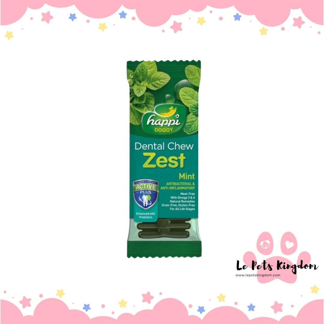 Happi Doggy Zest Mint 4 Inch Dental Dog Chew