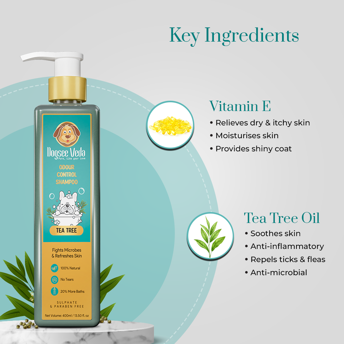 Dogsee Veda Tea Tree Odour Control Dog Shampoo 400ml