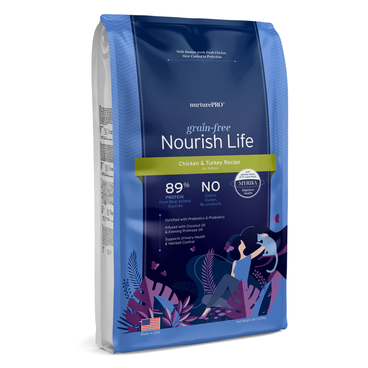 NurturePRO Nourish Life Grain-Free Chicken & Turkey Dry Cat Food For Digestive Health