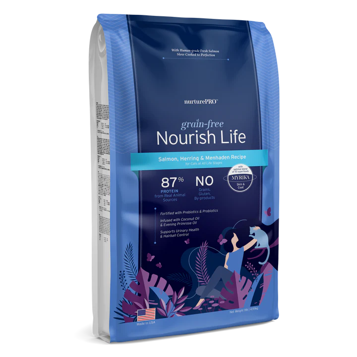 NurturePRO Nourish Life Grain-Free Salmon, Herring & Menhaden Dry Cat Food For Skin & Coat