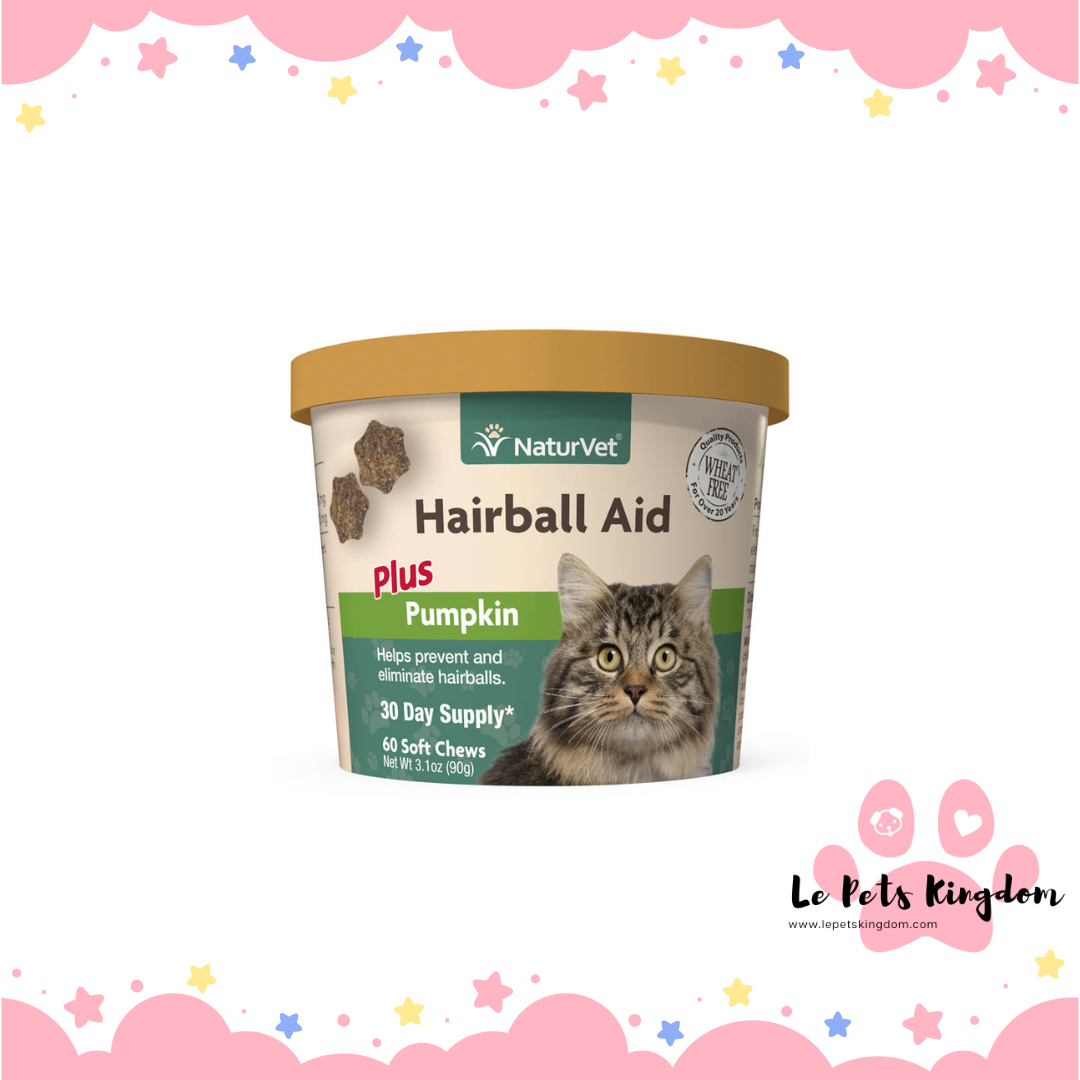 Naturvet - Hairball Aid Supplement Plus Pumpkin For Cats Soft Chew 60ct