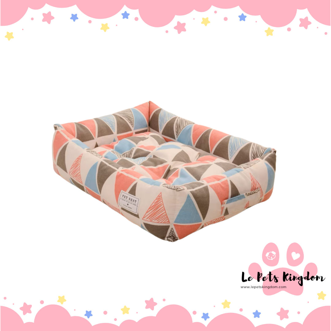 Washable Cover Cushion Bed - Triangle Mix