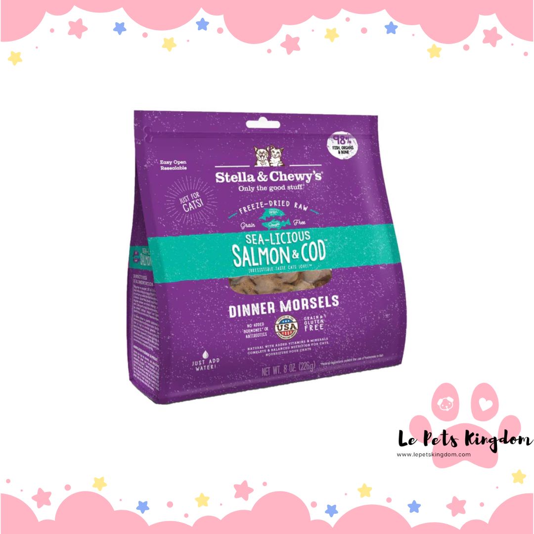 Stella & Chewy’s Sea-licious Salmon & Cod Dinner Morsels Freeze-Dried Cat Food 8oz