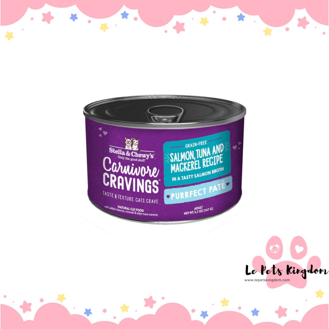Stella & Chewy's Carnivore Cravings Purrfect Pate Salmon, Tuna & Mackerel in Broth Canned Cat Food 5.2oz