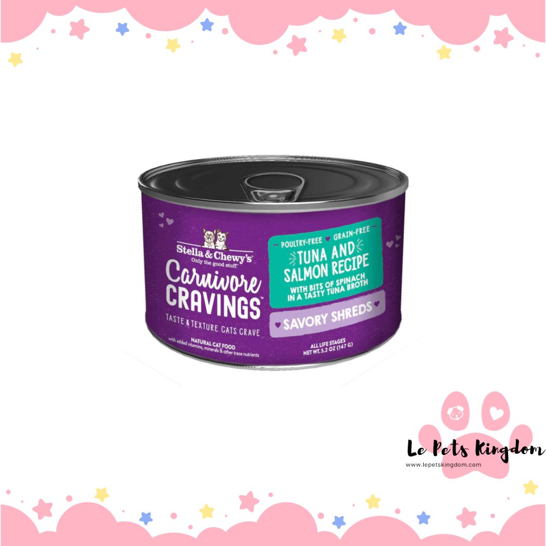 Stella & Chewy's Carnivore Cravings Savory Shreds Tuna & Salmon in Broth Canned Cat Food 5.2oz