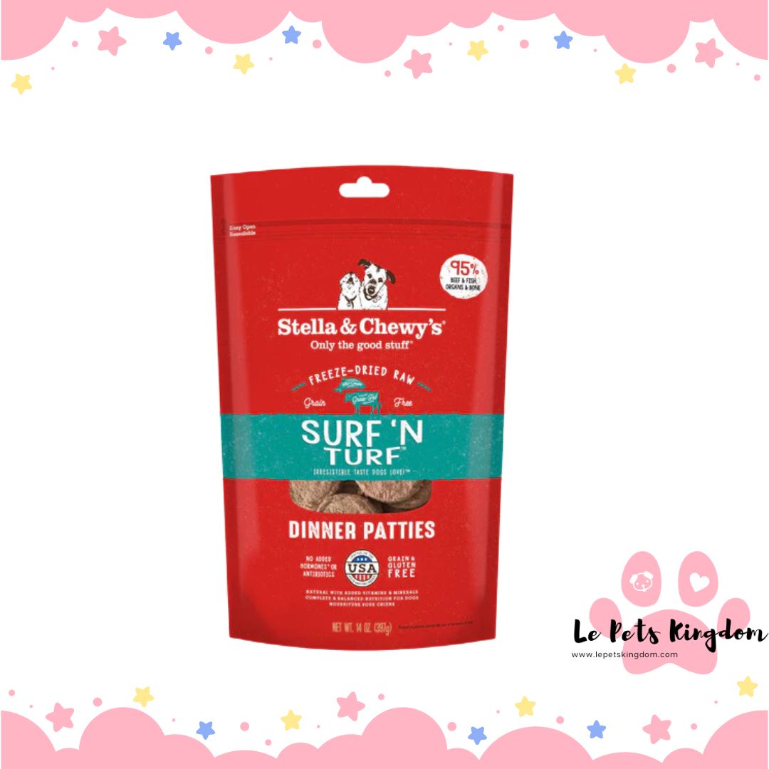 Stella & Chewy’s Surf ‘N Turf Dinner Patties Grain Free Freeze-Dried Raw Dog Food