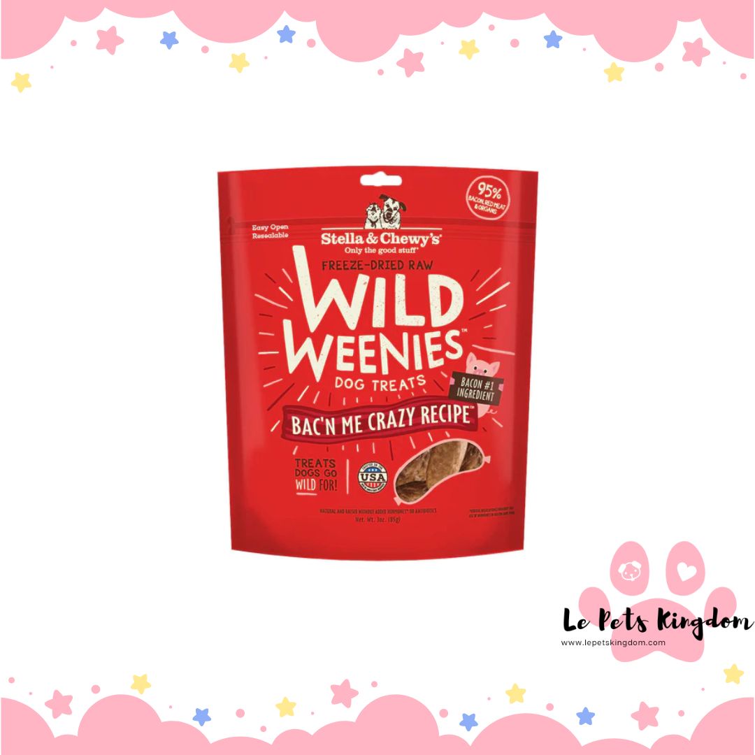Stella & Chewy’s Wild Weenies Bac'n Me Crazy Recipe Grain-Free Freeze-Dried Dog Treats 3oz
