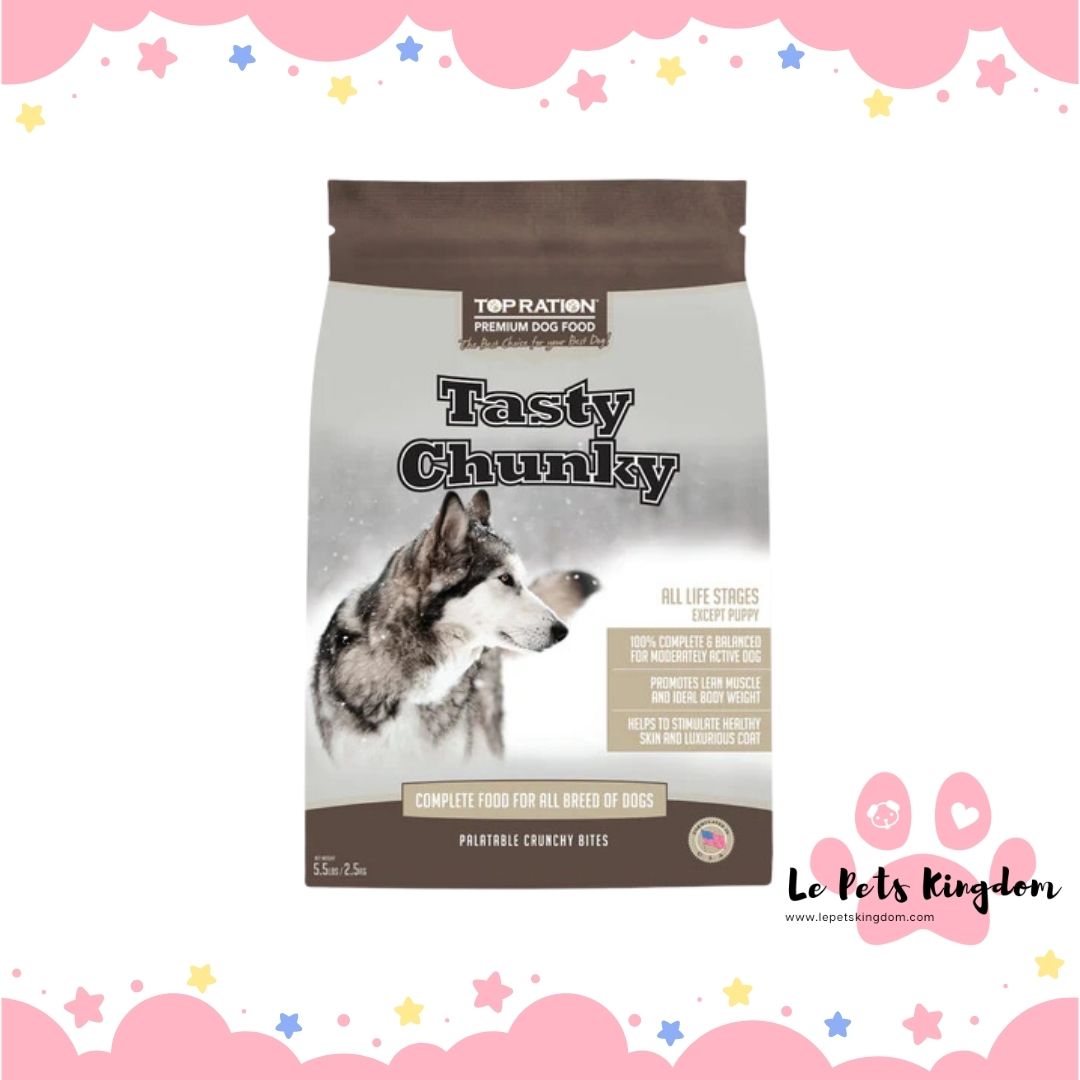 Top Ration Tasty Chunky Dry Dog Food For All Life Stages Except Puppies