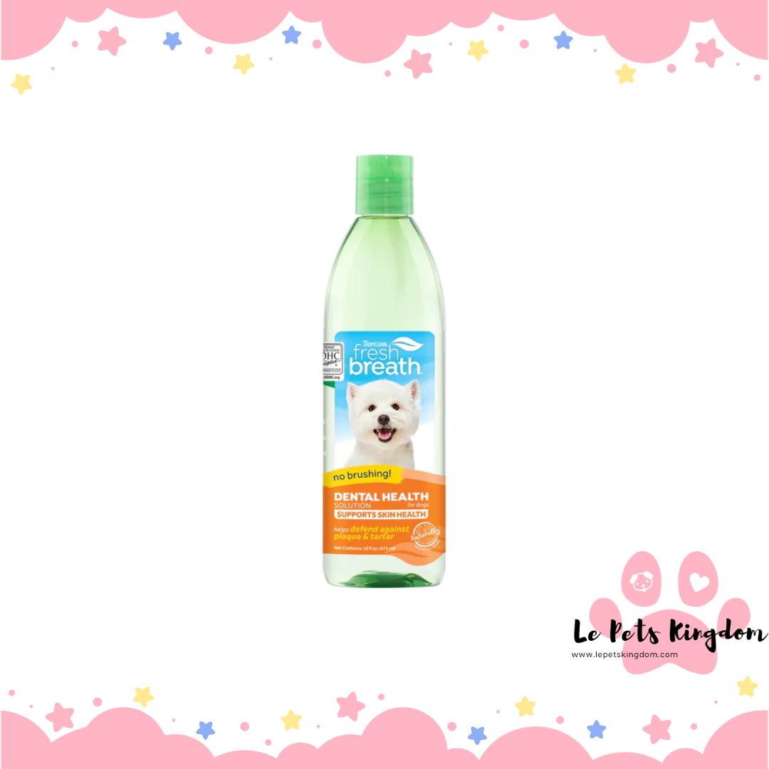 Tropiclean Fresh Breath Oral Care Water Additive Supports Skin Health For Dogs 16oz