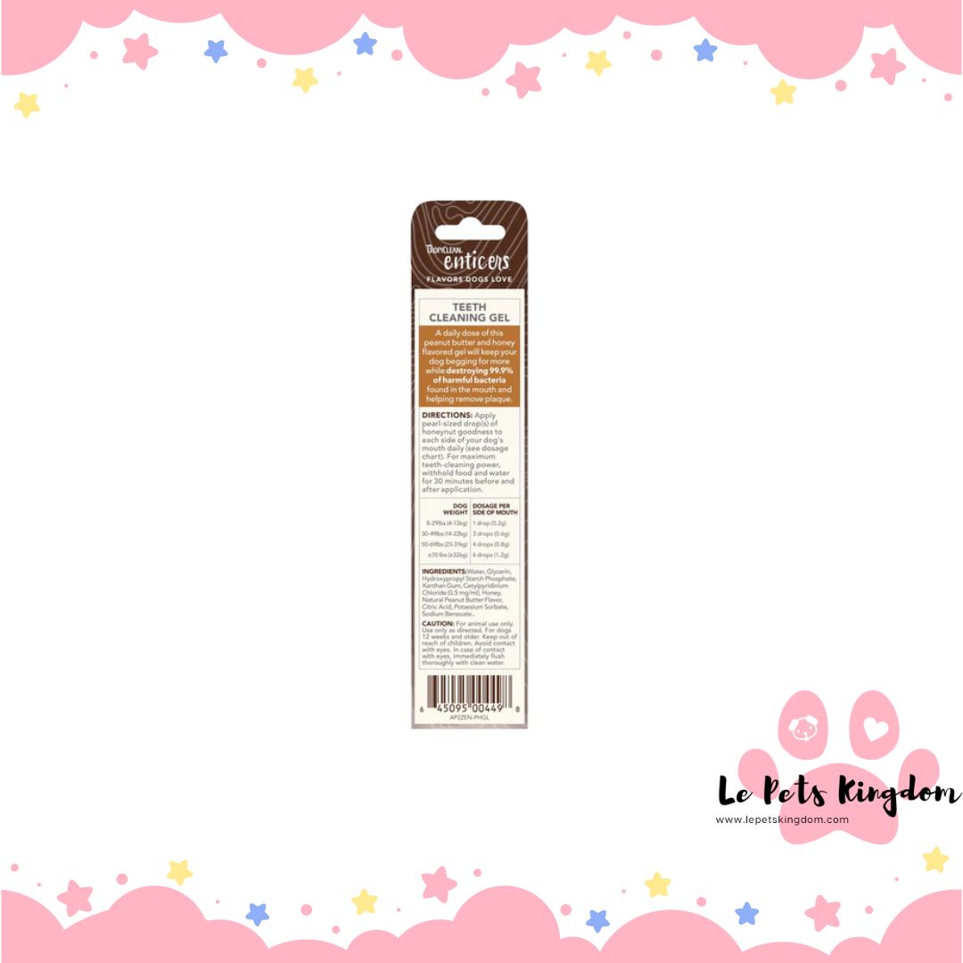 Tropiclean Enticers Peanut Butter & Honey Flavor Teeth Cleaning Gel For Dogs 2oz