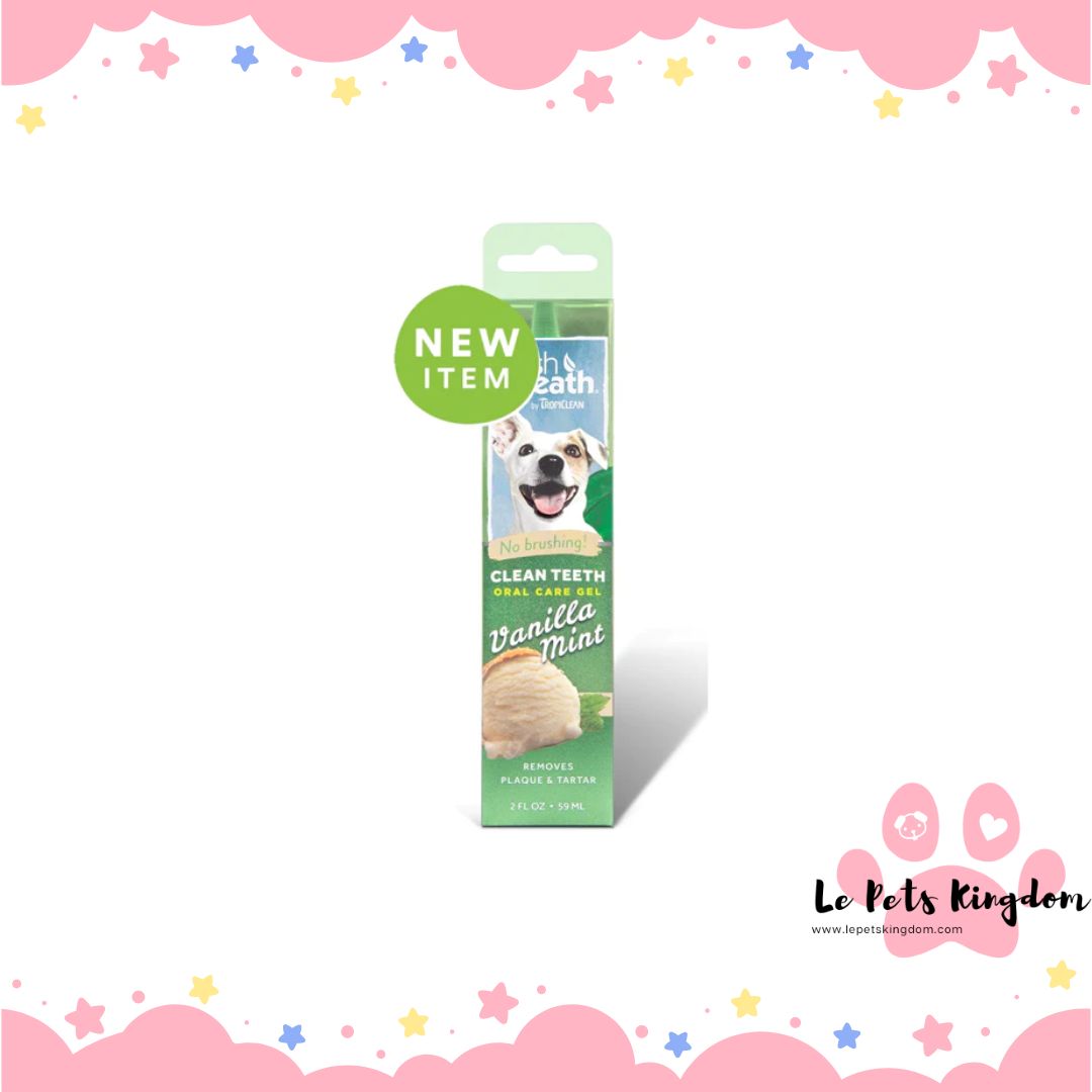 Tropiclean Fresh Breath Vanilla Mint Clean Teeth Oral Care Gel For Dogs 2oz