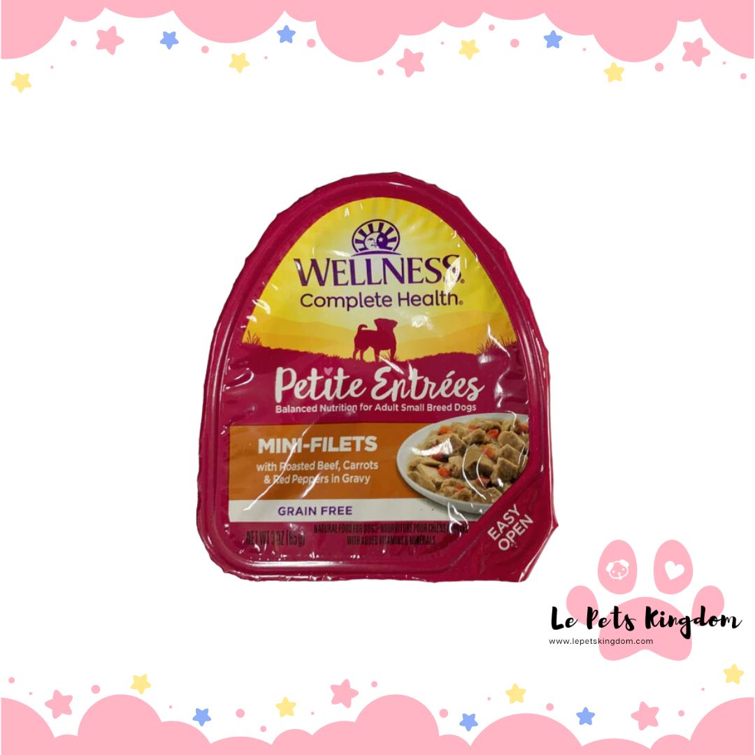 Wellness Petite Entrees Mini-Filets Roasted Beef in Gravy Grain-Free Tray Dog Food 85g