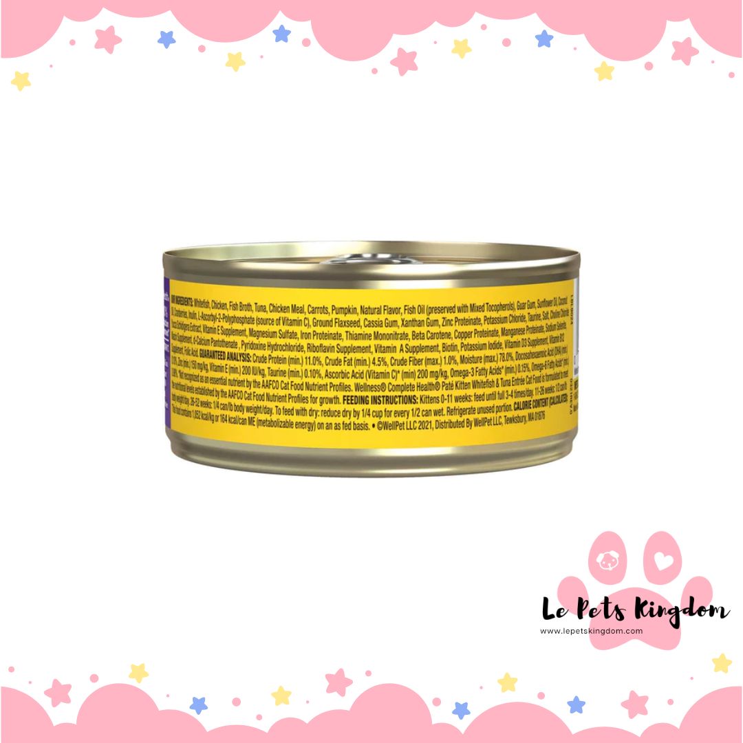 Wellness Complete Health Whitefish & Tuna Pate Grain-Free Kitten Canned Cat Food 156g
