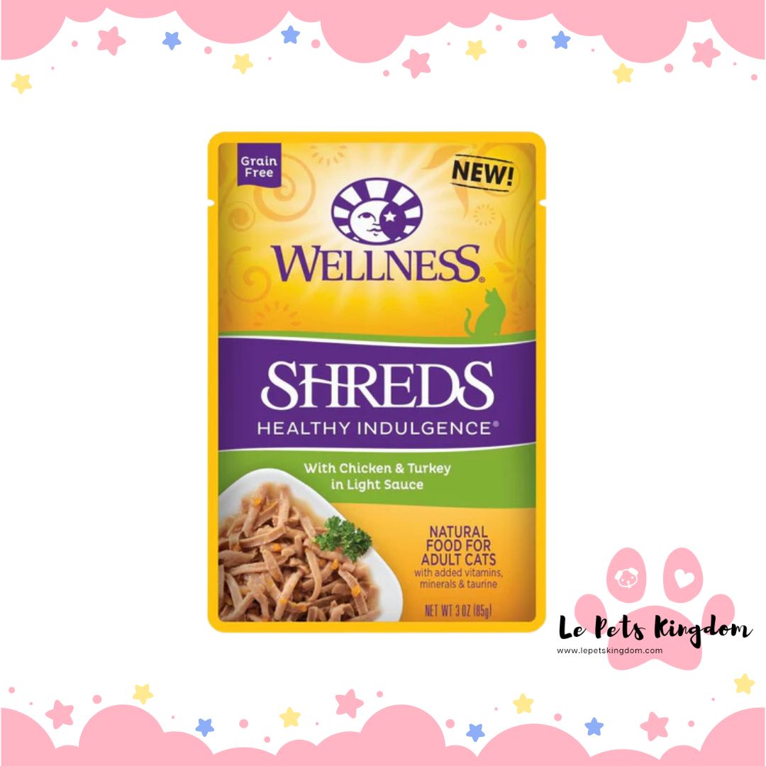 Wellness Healthy Indulgence Shreds Chicken & Turkey In Light Sauce Grain-Free Pouch Cat Food 3oz