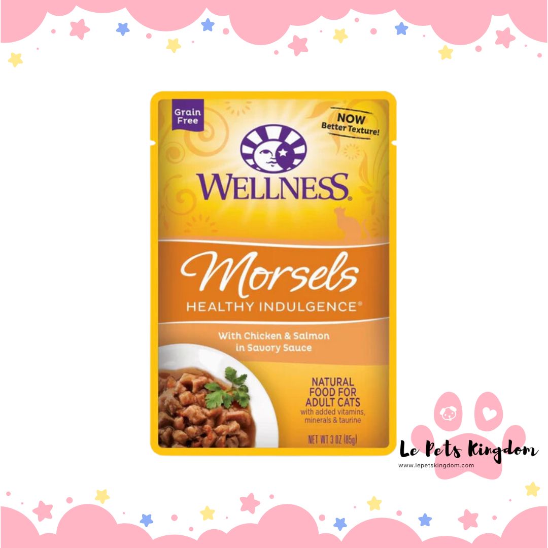 Wellness Healthy Indulgence Morsels Chicken & Salmon In Sauce Grain-Free Pouch Cat Food 3oz