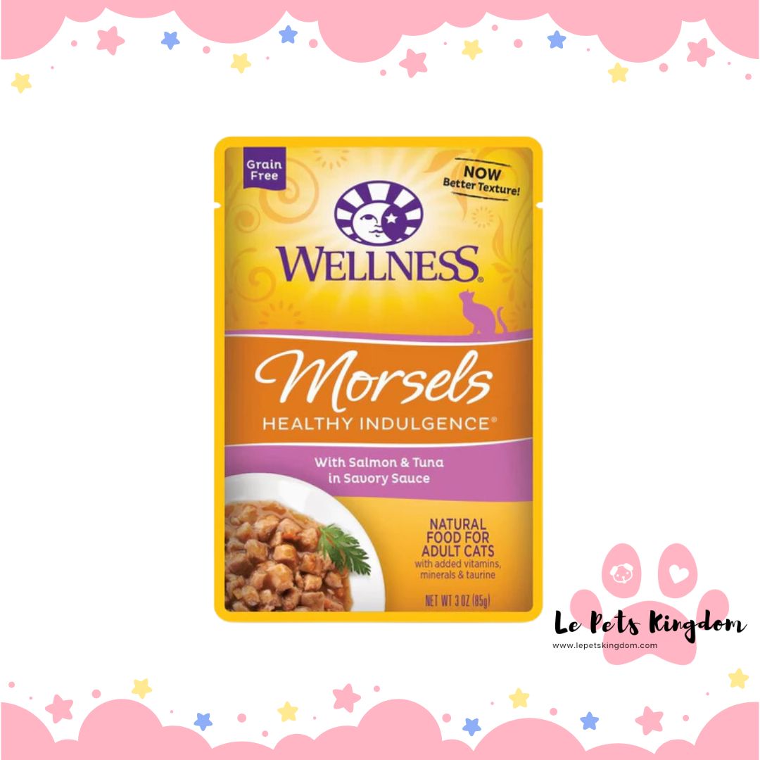 Wellness Healthy Indulgence Morsels Salmon & Tuna In Sauce Grain-Free Pouch Cat Food 3oz