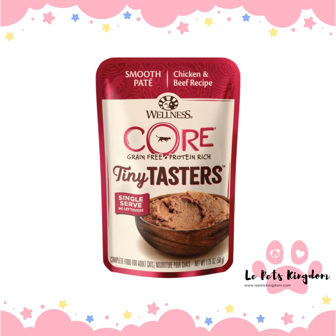 Wellness CORE Tiny Tasters Chicken & Beef Pate Grain-Free Adult Pouch Cat Food 1.75oz