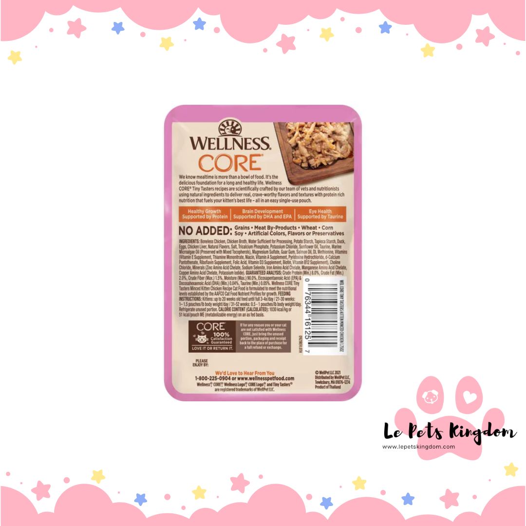 Wellness CORE Tiny Tasters Chicken Minced Grain-Free Kitten Pouch Cat Food 1.75oz