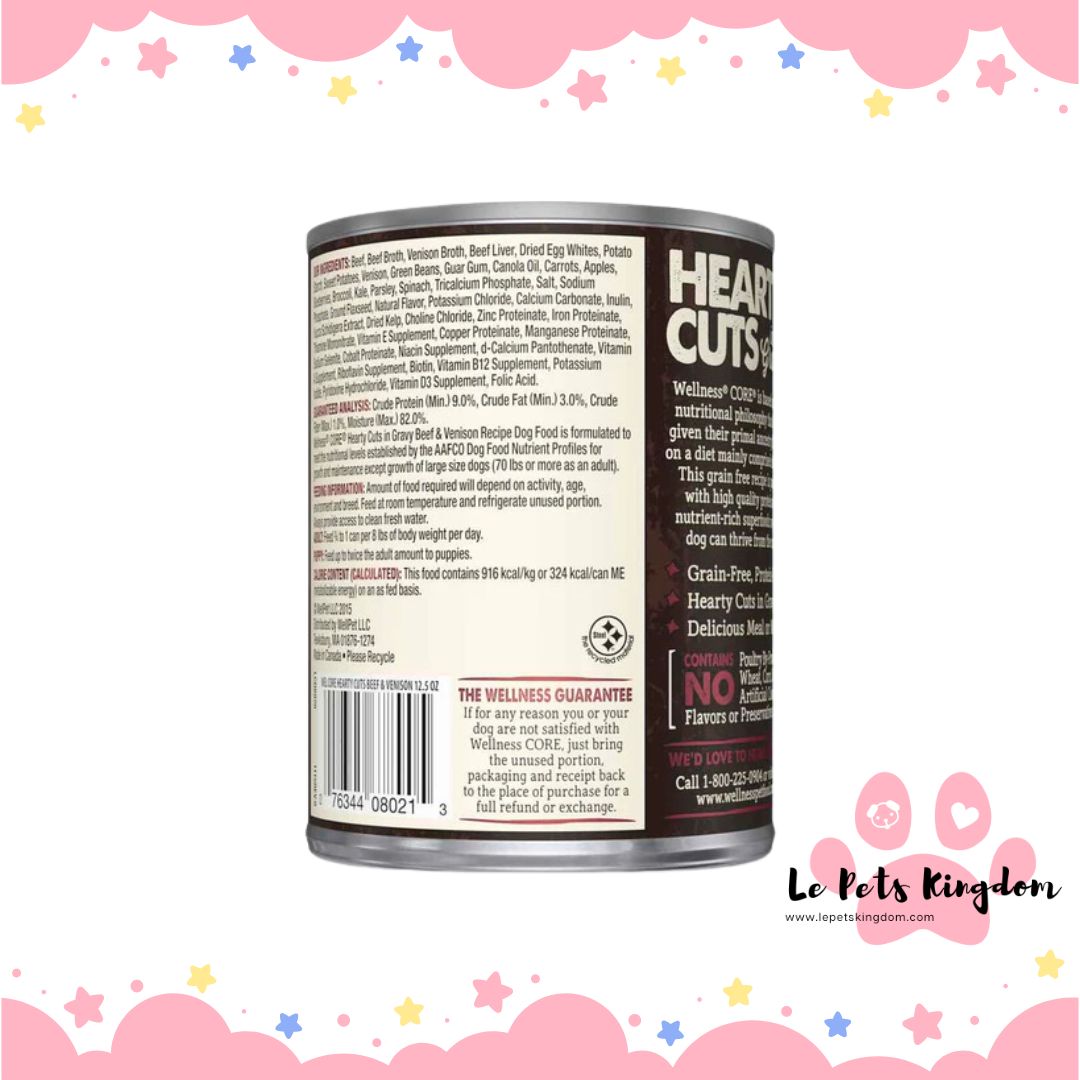 Wellness CORE Hearty Cuts In Gravy Beef & Venison Grain-Free Canned Dog Food 354g