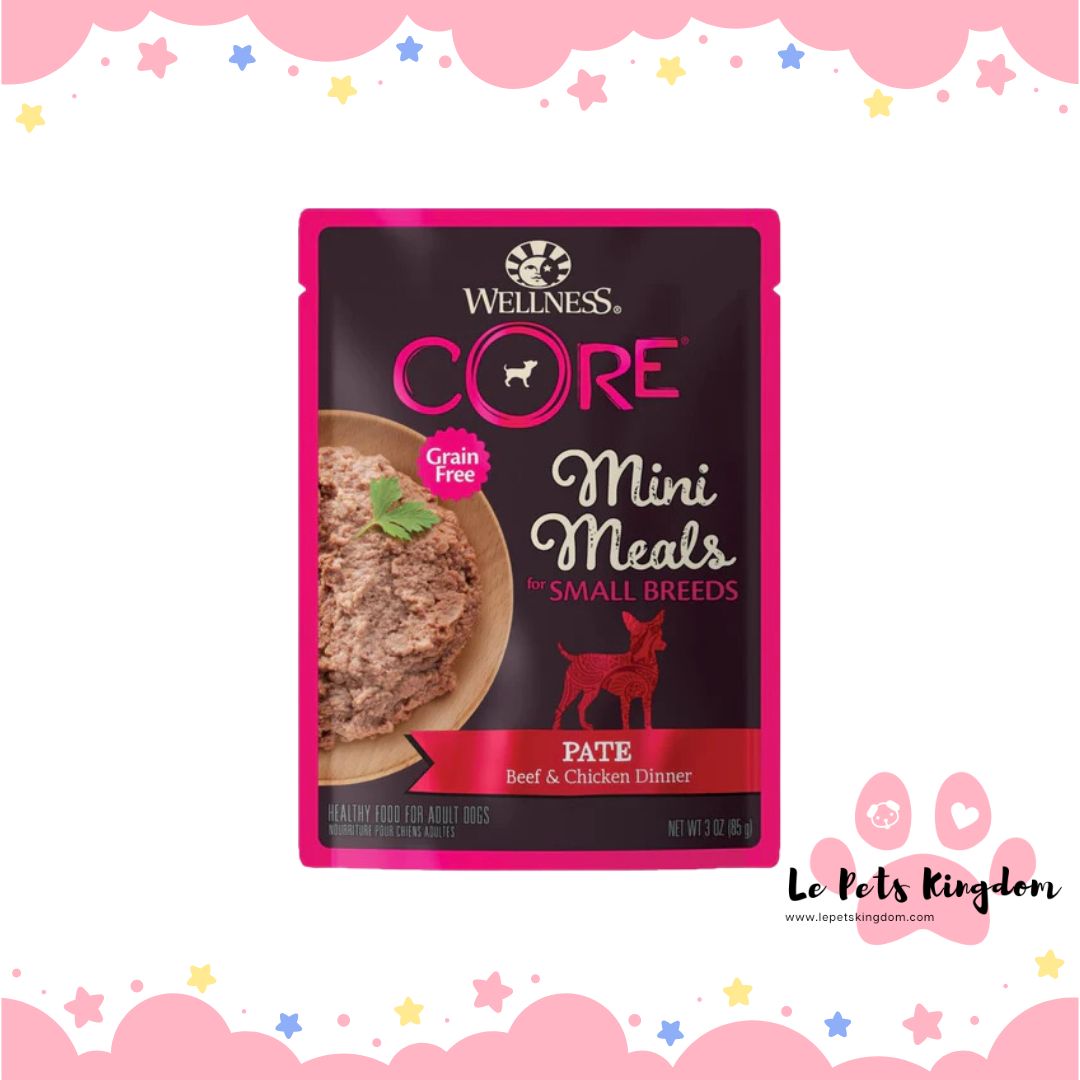 Wellness CORE Mini Meals Pate Beef & Chicken Dinner Grain-Free Pouch Dog Food 3oz