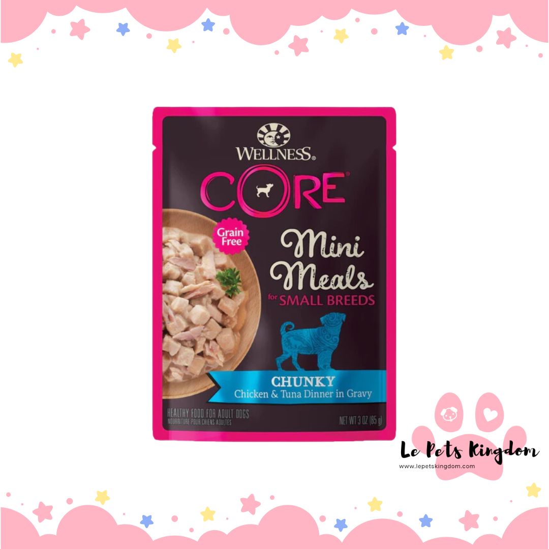 Wellness CORE Mini Meals Chunky Chicken & Tuna Dinner In Gravy Grain-Free Pouch Dog Food 3oz
