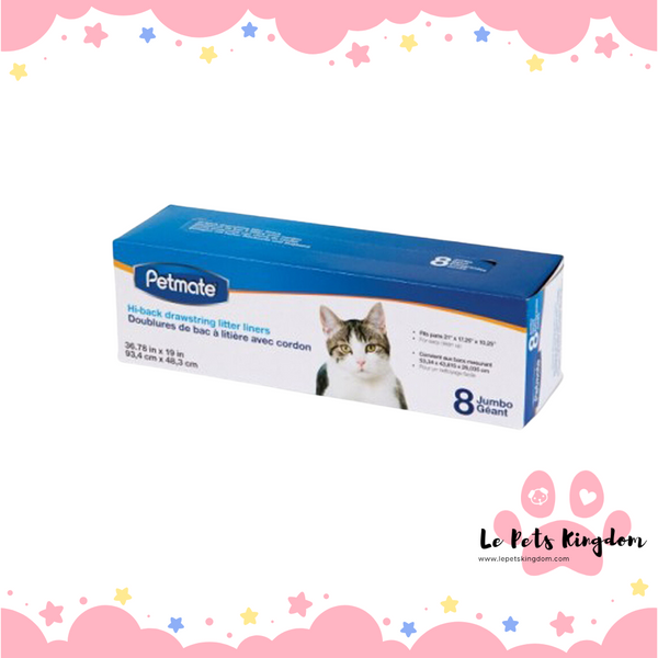 Petmate Drawstring Liner Jumbo Hi Black 8pcs