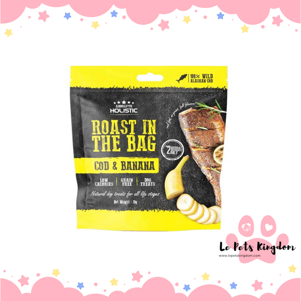 Absolute Holistic Roast In The Bag Natural Dog Treats - Cod & Banana