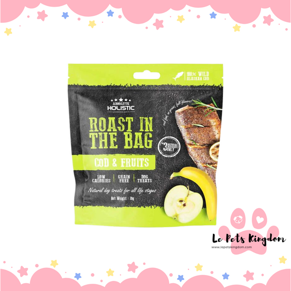 Absolute Holistic Roast In The Bag Natural Dog Treats - Cod & Fruits