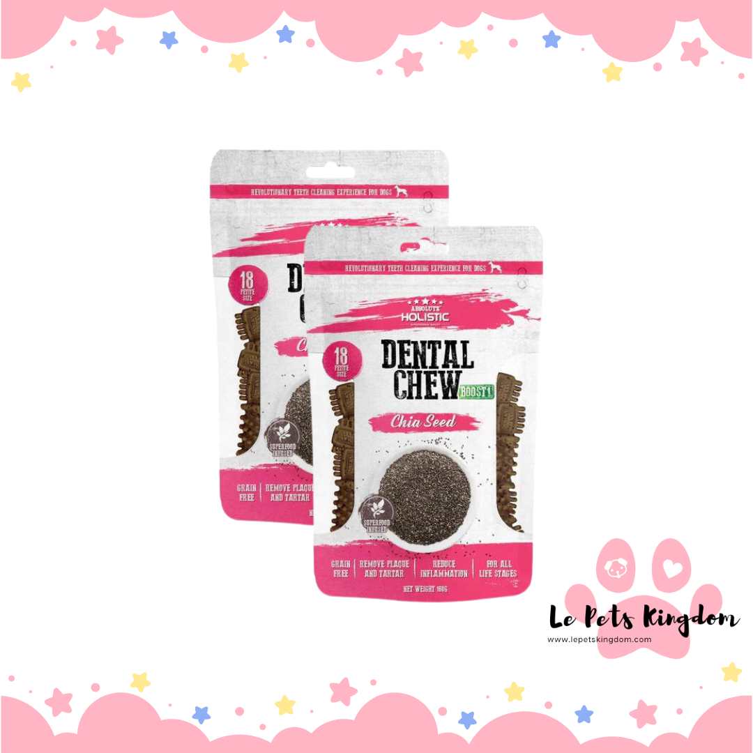 [BUNDLE OF 2] Absolute Holistic Boost Chia Seed Petite Grain-Free Dental Dog Chew 160g