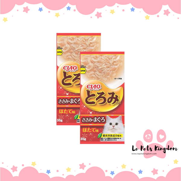 [BUNDLE OF 2] Ciao Toromi Line Chicken Fillet & Scallop Grain-Free Pouch Wet Cat Treats 35g x 4