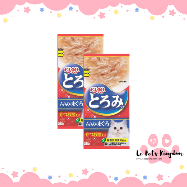 [BUNDLE OF 2] Ciao Toromi Line Chicken Fillet & Bonito Grain-Free Pouch Wet Cat Treats 35g x 4