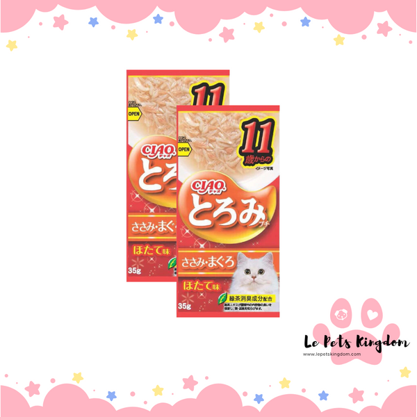 [BUNDLE OF 2] Ciao Toromi Line Chicken Fillet & Tuna Grain-Free Pouch Wet Cat Treats 35g x 4