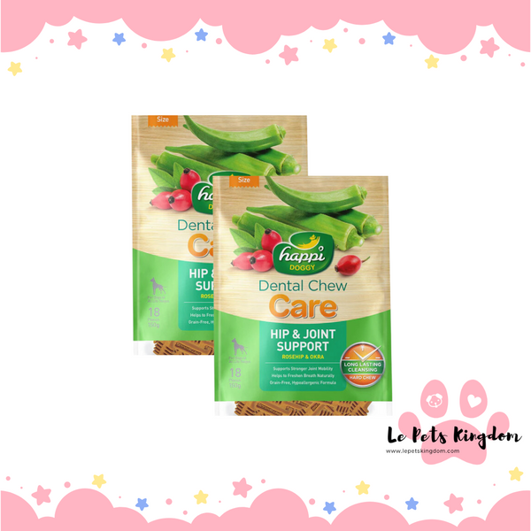 [BUNDLE OF 2] Happi Doggy Care Rosehip & Okra Hip & Joint Support Grain-Free Dental Dog Chews